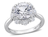 4.30 Carat (ctw) Lab-Created White Sapphire Halo Engagement Ring in 10K White Gold